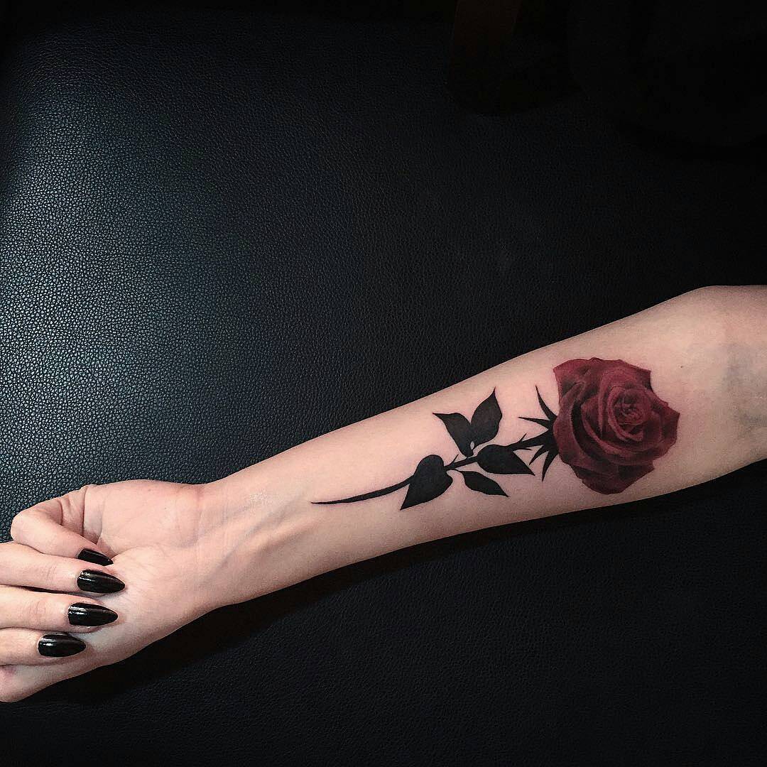 Tatuaje Flor Rosa Dark Tatuajes Para Mujeres