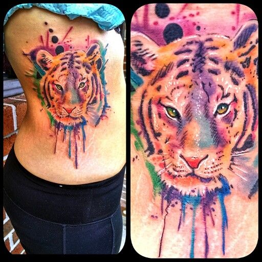 Tigre En Acuarelas Tatuajes Para Mujeres