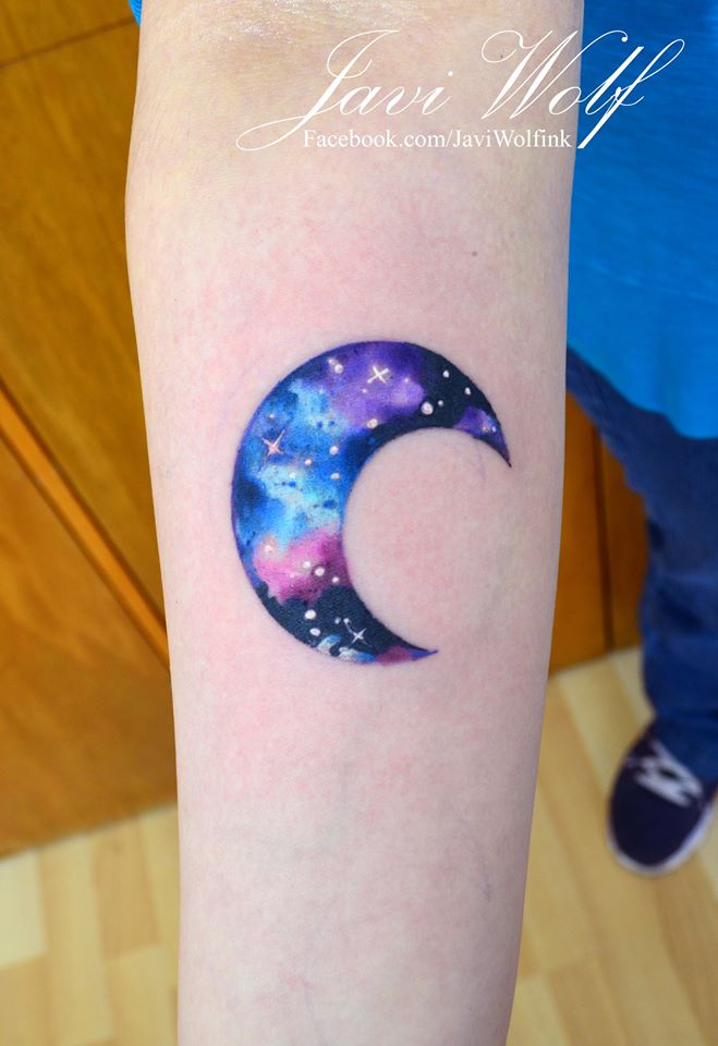 Luna en Acuarelas by Javi Wolf - Tatuajes para Mujeres