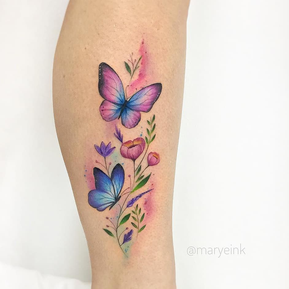 Tatuaje: Mariposas estilo acuarelas - Tatuajes para Mujeres