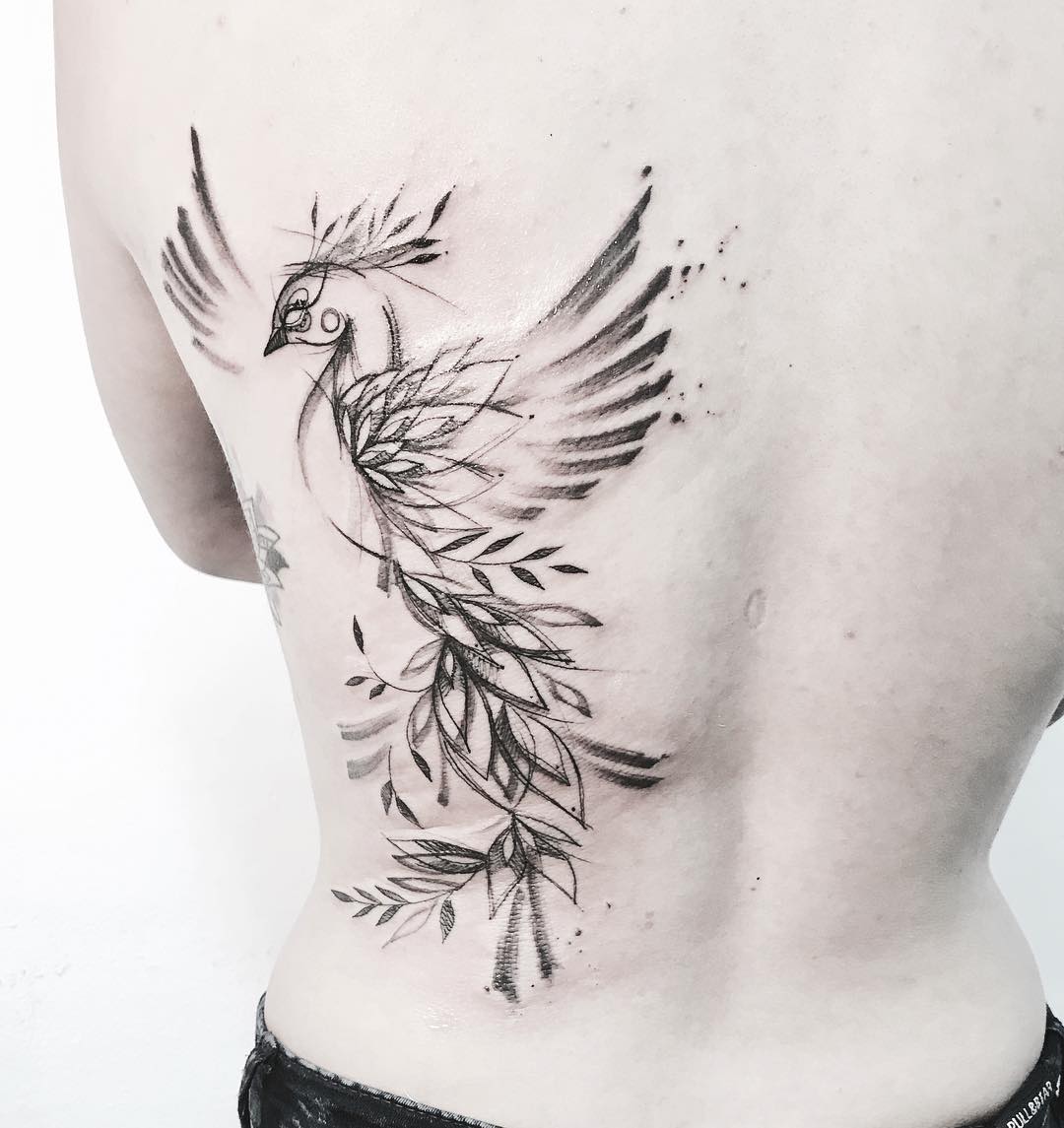 Tatuaje: Ave Fénix por Mònica Sampietro - Tatuajes para Mujeres