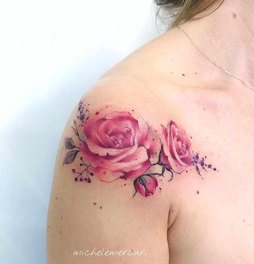 Tatuaje: Flores rosas por Michele Mercuri - Tatuajes para Mujeres