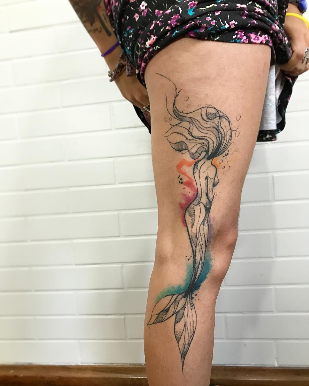 tatuaje de acuarela de sirena